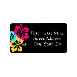 Etiqueta Casamento - Flores Coloridas de Hibiscus