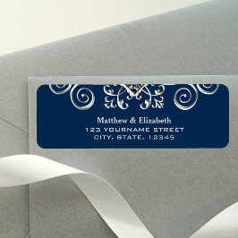 Etiqueta Casamento Flourish marinho Blue Silver