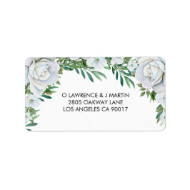 Etiqueta Casamento Foliar de Rosas Brancas Greenery