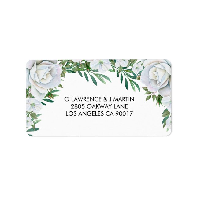 Etiqueta Casamento Foliar de Rosas Brancas Greenery (Frente)