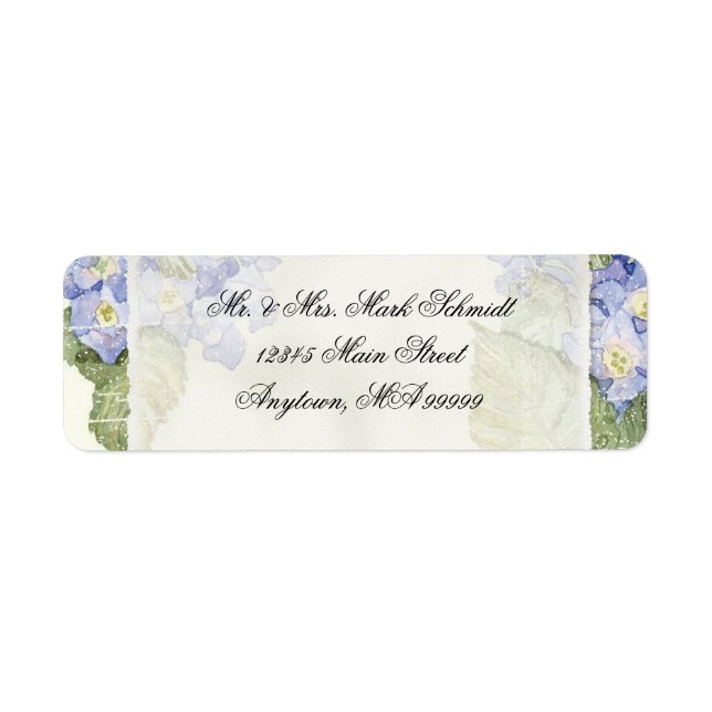 Etiqueta Casamento Formal Azul Hydrangea Bracket (Frente)