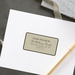 Etiqueta Casamento Formal em Verde Oliva com Letra Elegante
