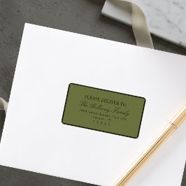 Etiqueta Casamento Formal Escuro Verde Escrito Elegante