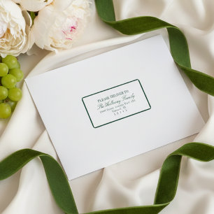 Etiqueta Casamento Formal Escuro Verde Escrito Elegante
