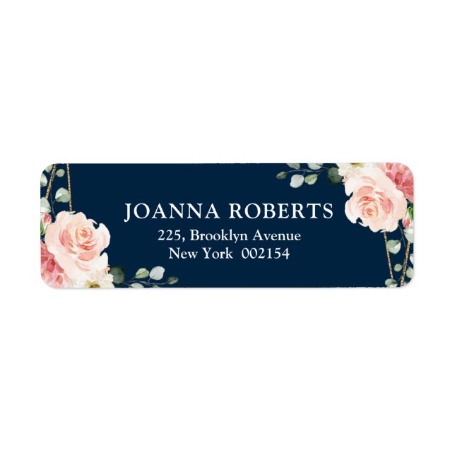 Etiqueta Casamento Geométrico Botânico do Marinho Floral Co (Frente)