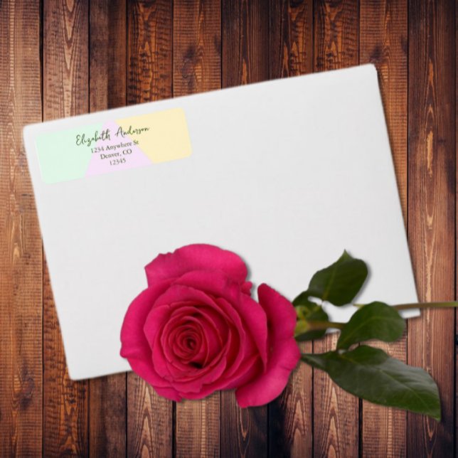 Etiqueta Casamento Geométrico de Pastel Mudado (Criador carregado)