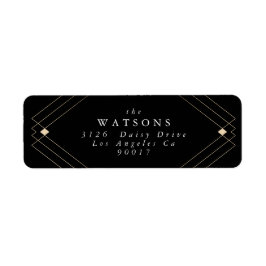 Etiqueta Casamento Geométrico Deco Gatsby Dourado Negro Dia