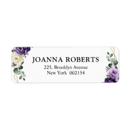 Etiqueta Casamento Geométrico Dourado com Púrpura e marfim