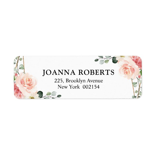 Etiqueta Casamento Geométrico Dourado Rosa Esbranquiçado (Frente)