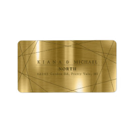 Etiqueta Casamento Geométrico Metálico Dourado ID648