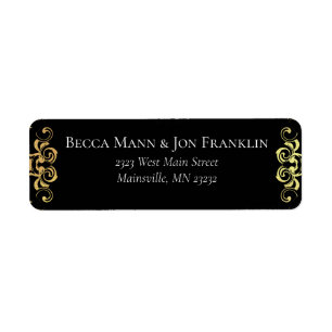 Etiqueta Casamento Gótico Dourado e Negra