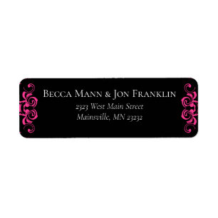 Etiqueta Casamento Gótico Quente-Rosa e Negro