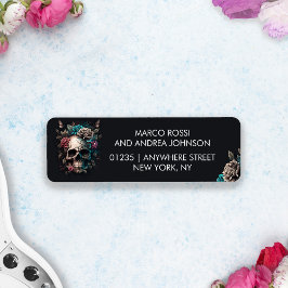 Etiqueta Casamento Gótico Roll e Tatuagem do Crânio