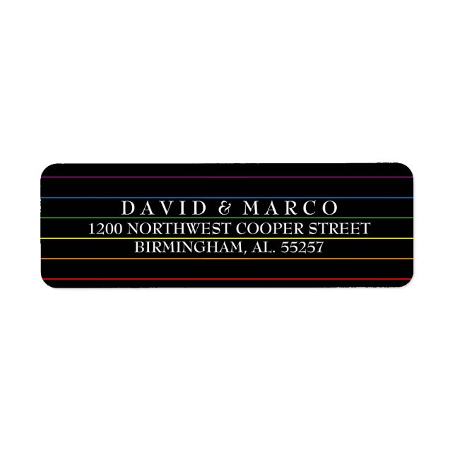 Etiqueta Casamento LGBT do Rainbow Pinstripes (Frente)