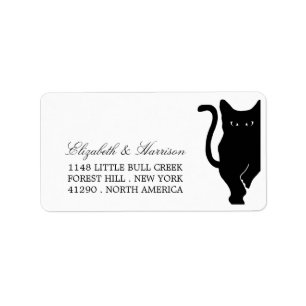 Etiqueta Casamento lunático moderno do gato preto