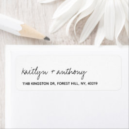 Etiqueta Casamento Minimalista de Script Preto e Branco Mod