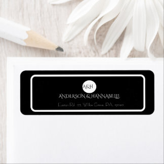 Etiqueta Casamento Minimalista Elegante Preto e Branco