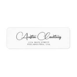 Etiqueta Casamento Mínimo de Caligrafia em Script Branco e 