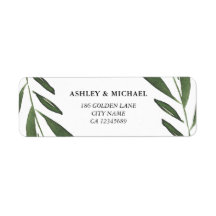 Casamento Moderno Elegante Folha de Aquarela Verde