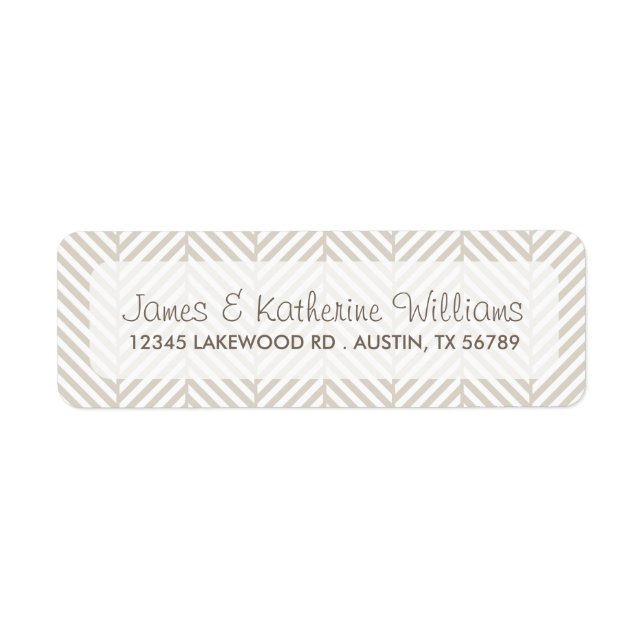 Etiqueta Casamento Moderno Linen Beige Herringbone Chevron (Frente)