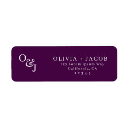 Etiqueta Casamento Monograma com na moda magenta roxa