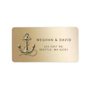 Etiqueta Casamento Náutico de Âncora Antiquada da Vintagem