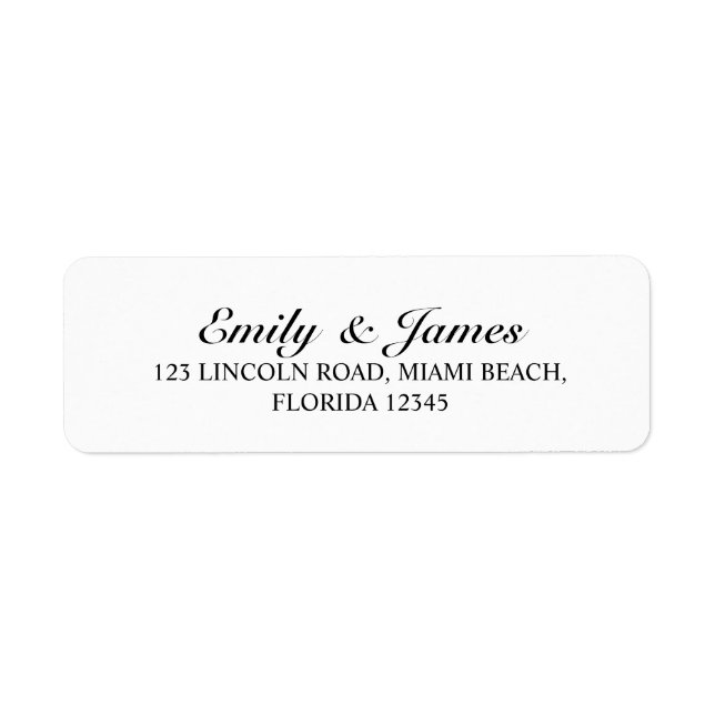 Etiqueta Casamento Negro e Branco Elegante (Frente)