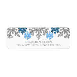 Etiqueta Casamento no inverno Silver Blue Snowflakes