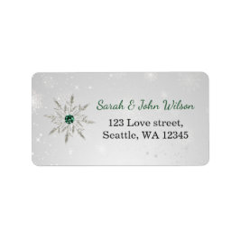 Etiqueta casamento no inverno verde-esmeralda prateado com 