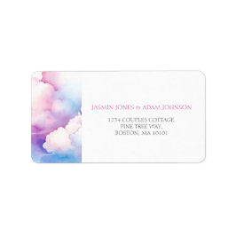 Etiqueta Casamento Nuvens Aquarela Rosa Azul Elegante