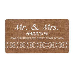 Etiqueta Casamento ornamentado de serapilheira da