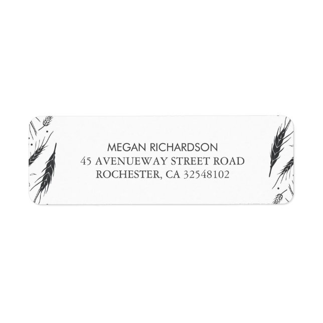 Etiqueta Casamento outono de trigo Moderno (Frente)