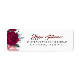 Etiqueta Casamento outono Floral Vermelho Burgundy
