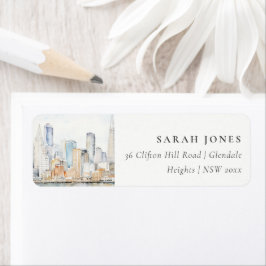 Etiqueta Casamento Paisagem Aquarela de São Francisco