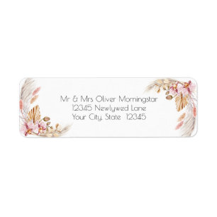 Etiqueta Casamento Pastel Pampas de Marfim Rosa