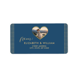 Etiqueta Casamento personalizado com bolinhas azuis e doura
