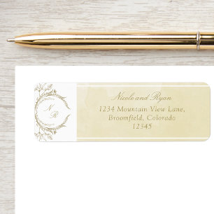 Etiqueta Casamento por Aquarela de Monograma de Champagne E