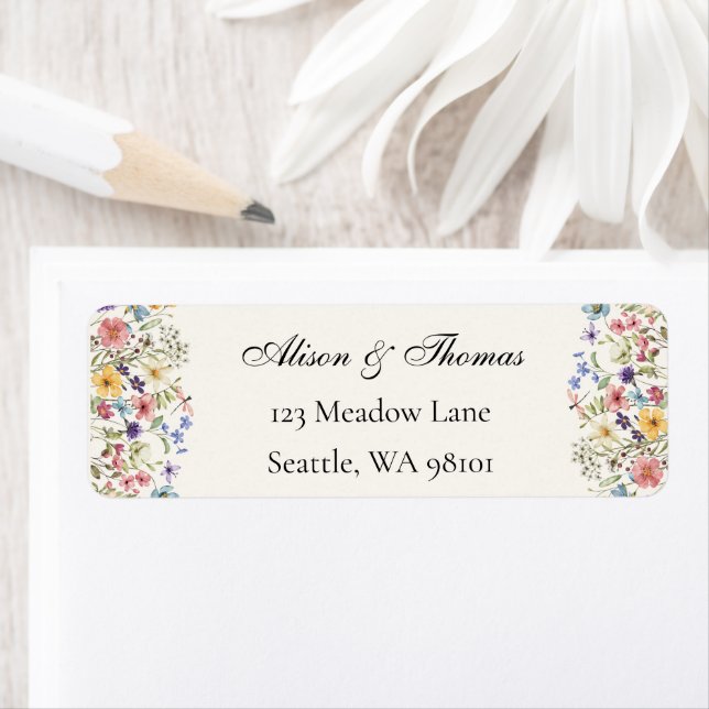 Etiqueta Casamento Prado de Flores Silvestres Caprichosas  (Insitu)