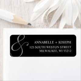 Etiqueta Casamento Preto Formal de Ampersand do Script Eleg