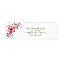 Etiqueta Casamento primavera Watercolor Flores Vermelhos Pó