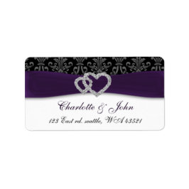Etiqueta Casamento Purple Damask Diamante