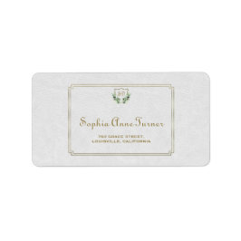 Etiqueta Casamento Real Dourado Crest Lush Greenery