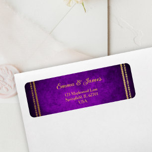 Etiqueta Casamento Real Roxo e Dourado