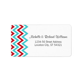 Etiqueta Casamento Red e Aqua Chevron & Lovebird Modern