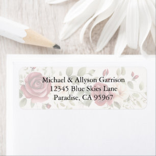 Etiqueta Casamento Romântico de Rosas Rosa Espelhadas Rosa