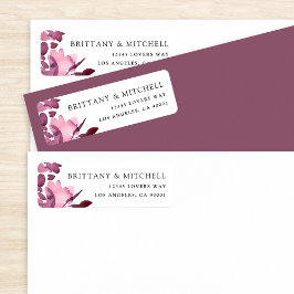 Etiqueta Casamento Romântico por Aquarela Floral Plum