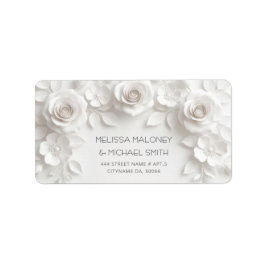 Etiqueta Casamento Rosas Flores 3D Brancas