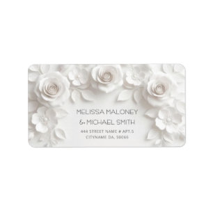 Etiqueta Casamento Rosas Flores 3D Brancas