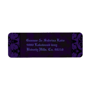 Etiqueta Casamento roxo & preto do laço do gótico