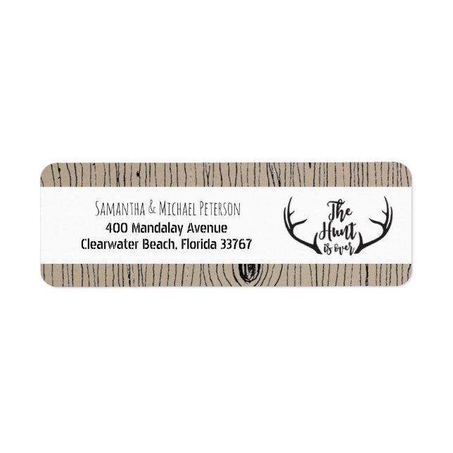 Etiqueta Casamento Rustic Antler Barnwood (Frente)